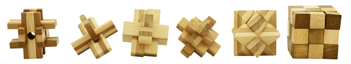 Mini Wooden Brainteaser Puzzles - 6pk