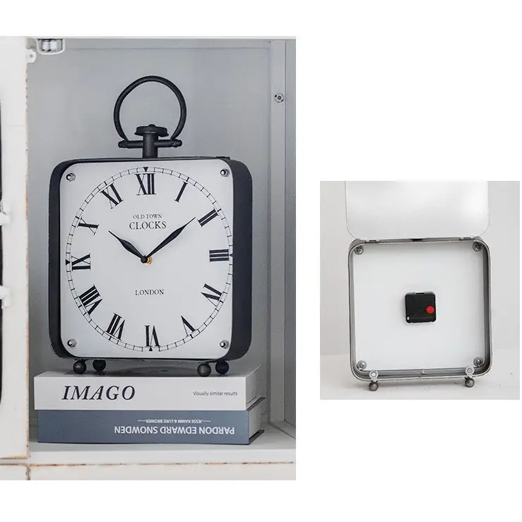 Black Vintage Style Large Metal Table Clock