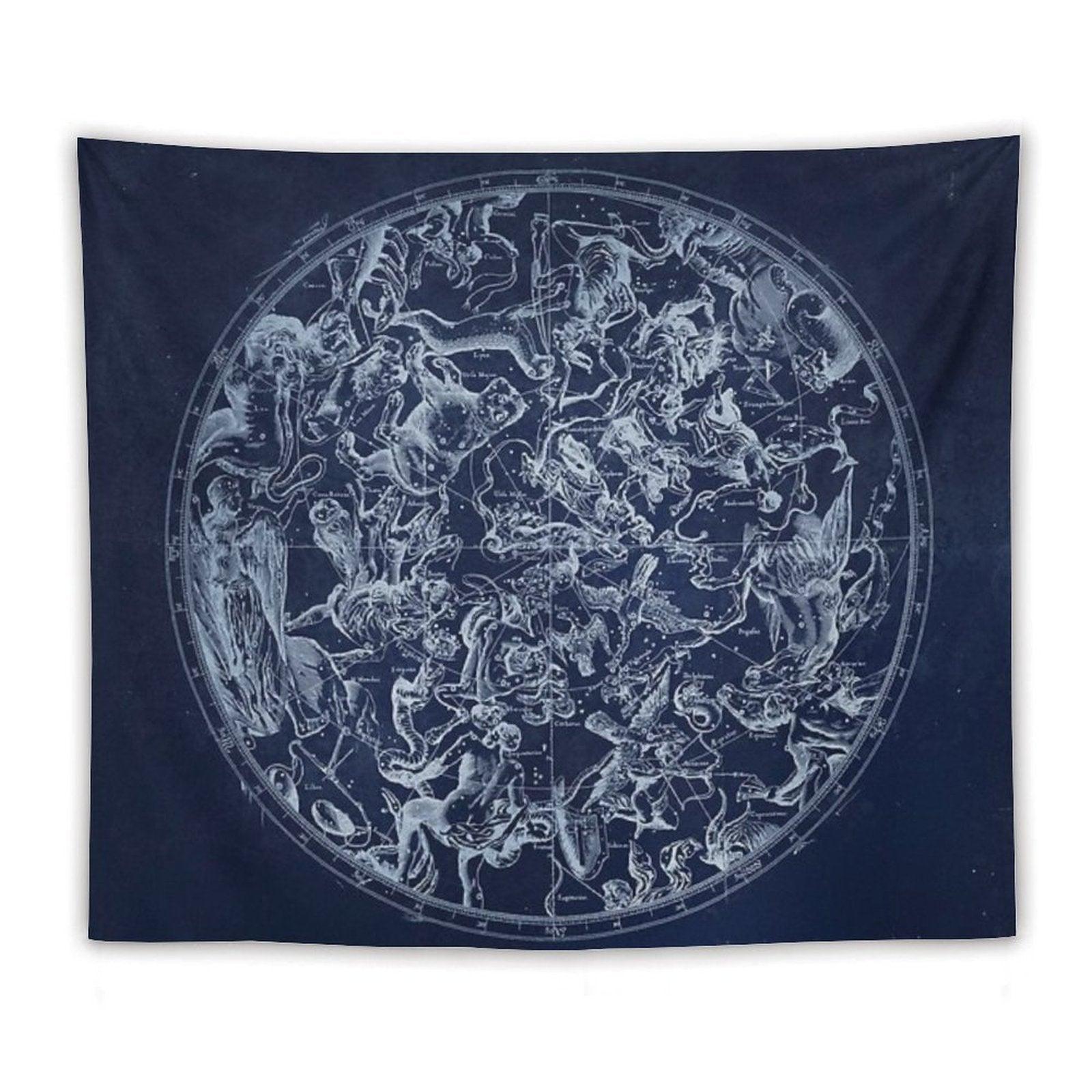 Vintage Constellations & Astrological Signs  White Tapestry