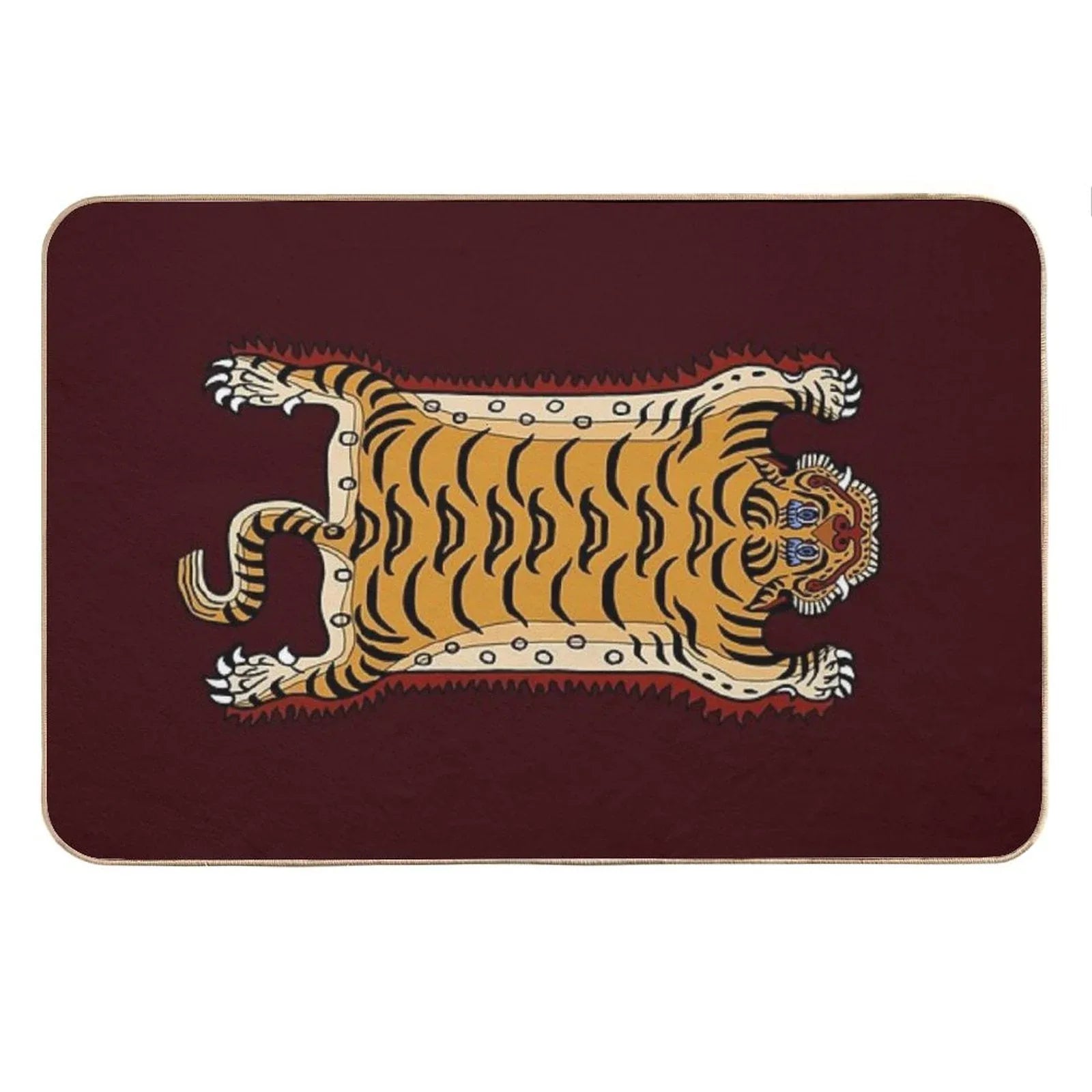 TIBETAN TIGER RUG 1-maroon Bath Mat