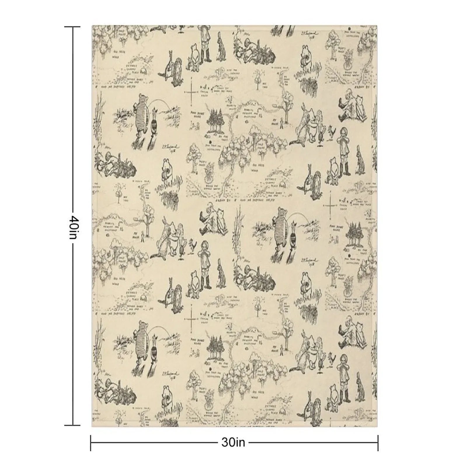 100 Aker Wood (Cream) Throw Blanket