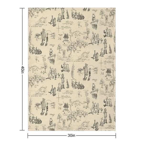 100 Aker Wood (Cream) Throw Blanket