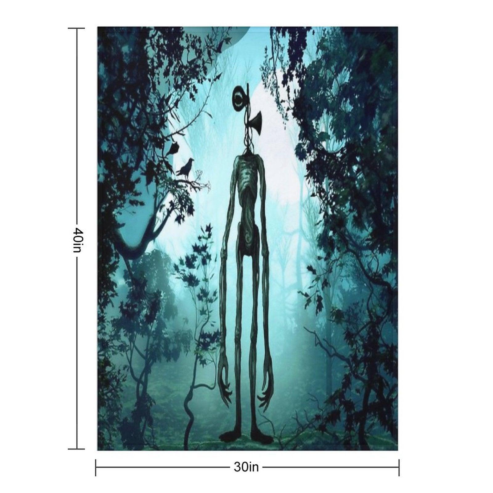 Siren Head in Horror Background Throw Blanket