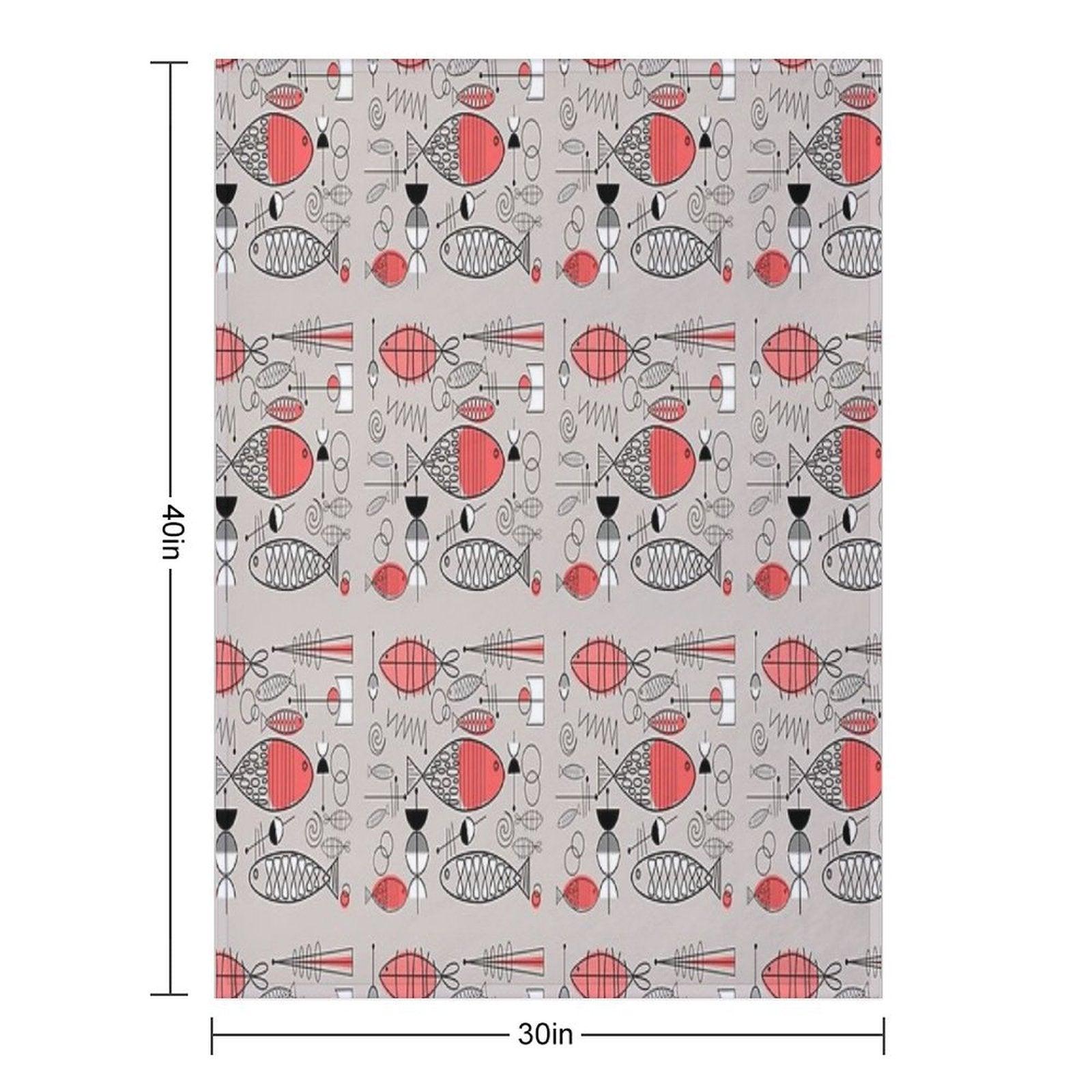 Mid-Century Fish Salmon Pink Throw Blanket