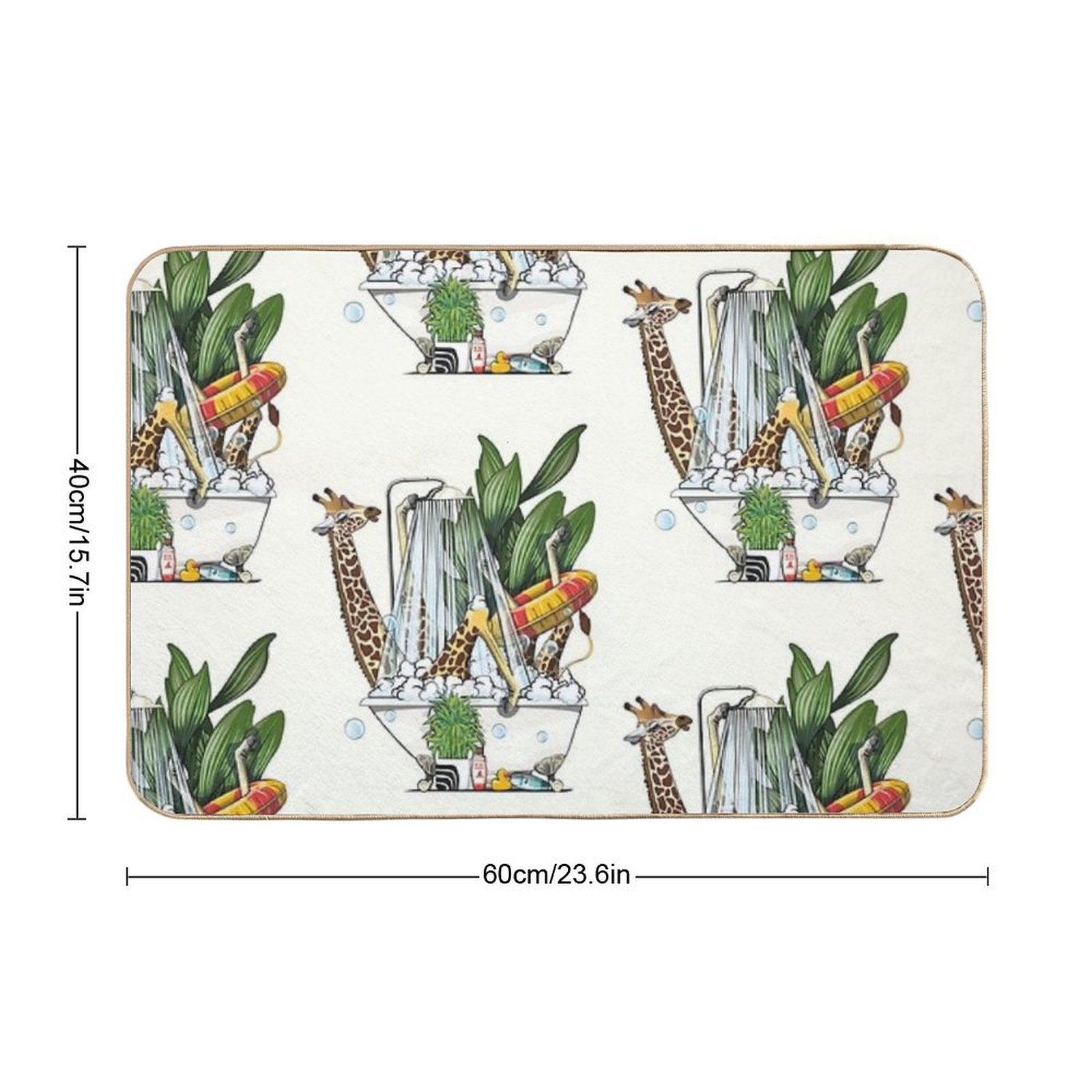 Giraffe in The Bath, Funny Animal Safari Bathroom Joke Bath Mat