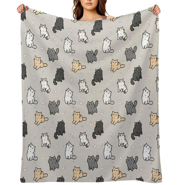 Kittens And Fish Pattern Throw Blanket
