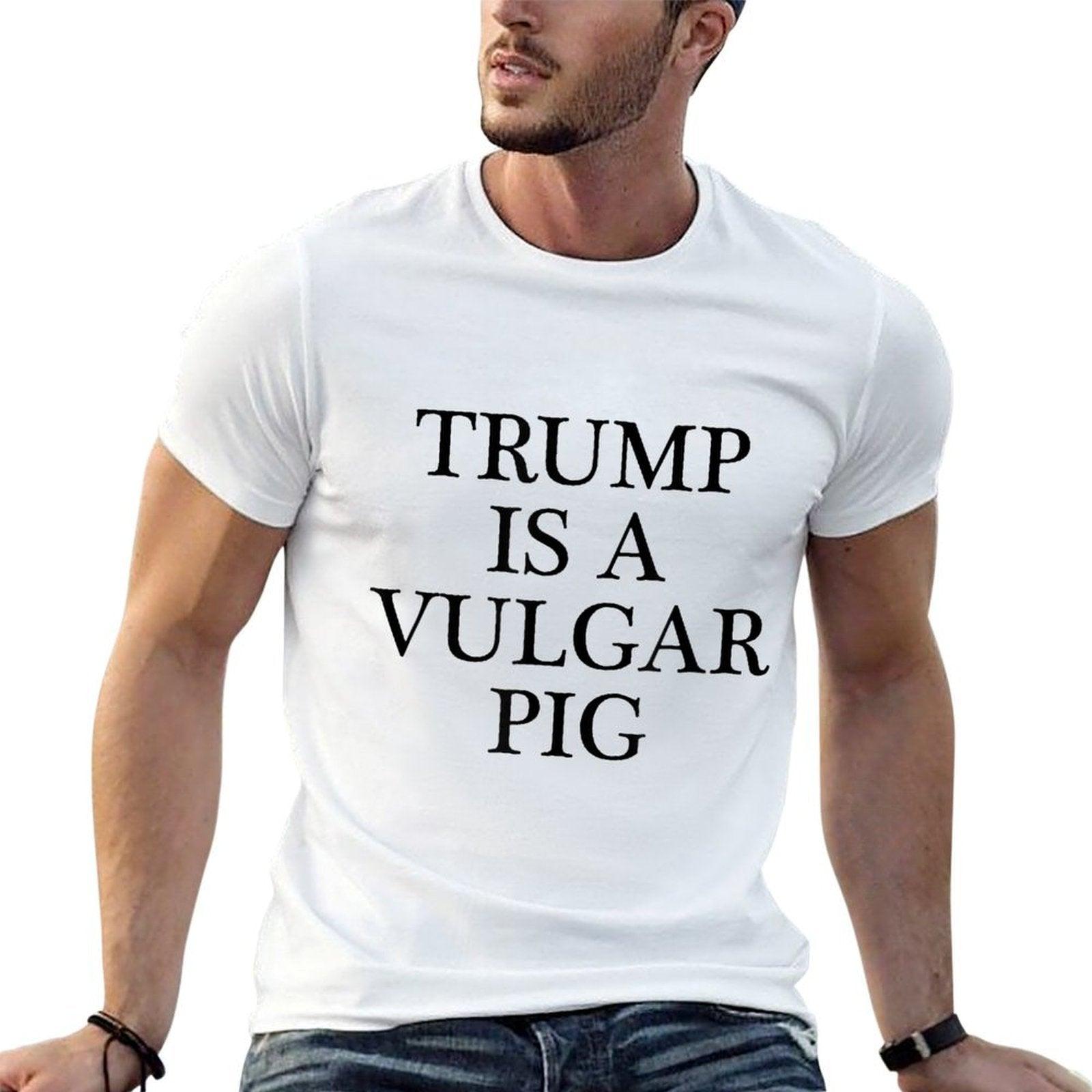 TRUMP IS A VULGAR PIG -  Anti POTUS President  Ribbed Collar T-Shirt