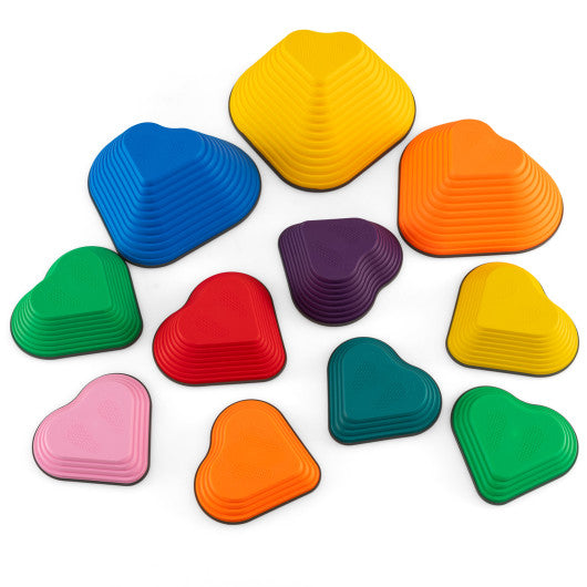 11 Pieces Kids Stepping Stones Stackable Balance Blocks Indoor Outdoor-Multicolor