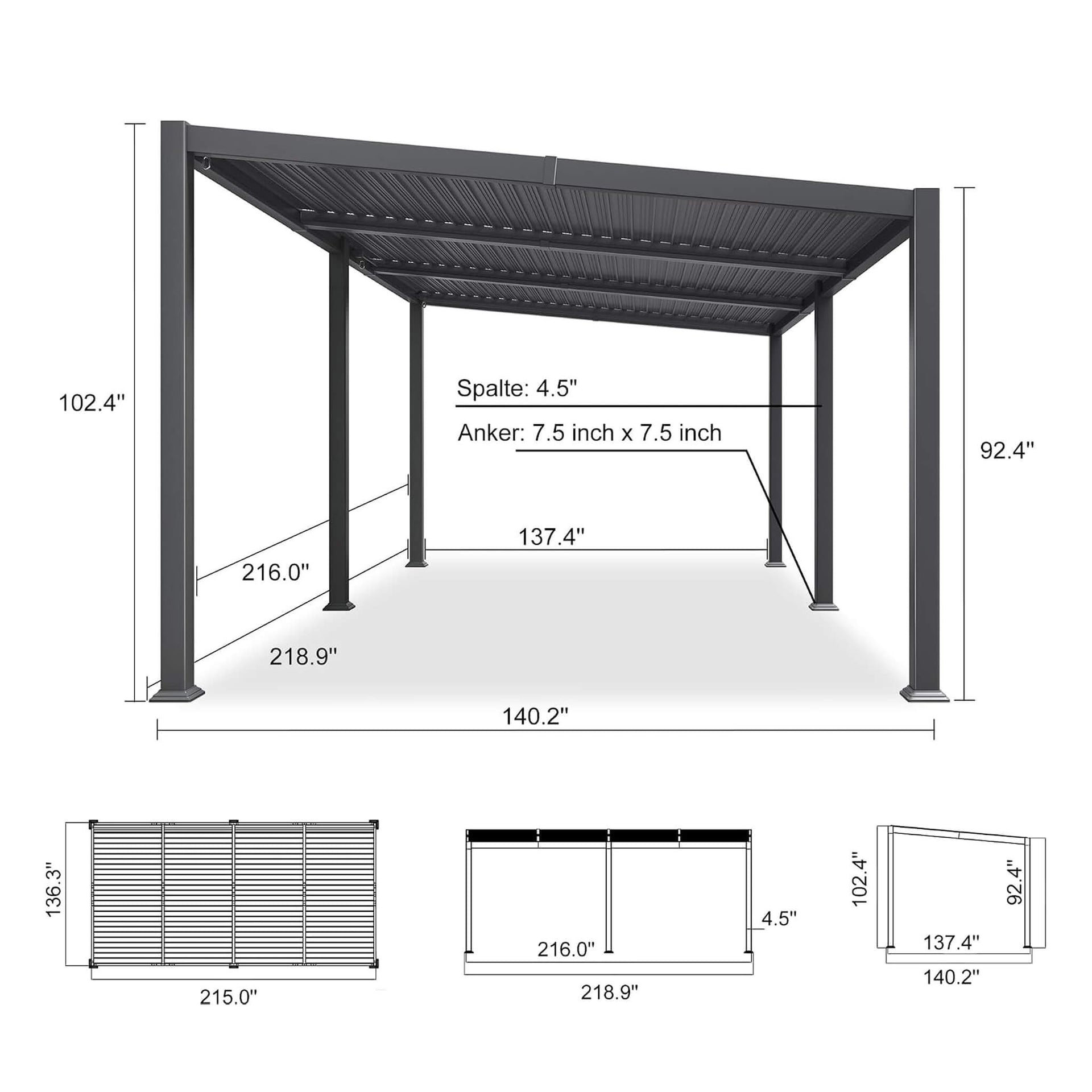 [11X18FT] Modern Louvered Aluminum Pergola With Sloped Roof (SAK29326)