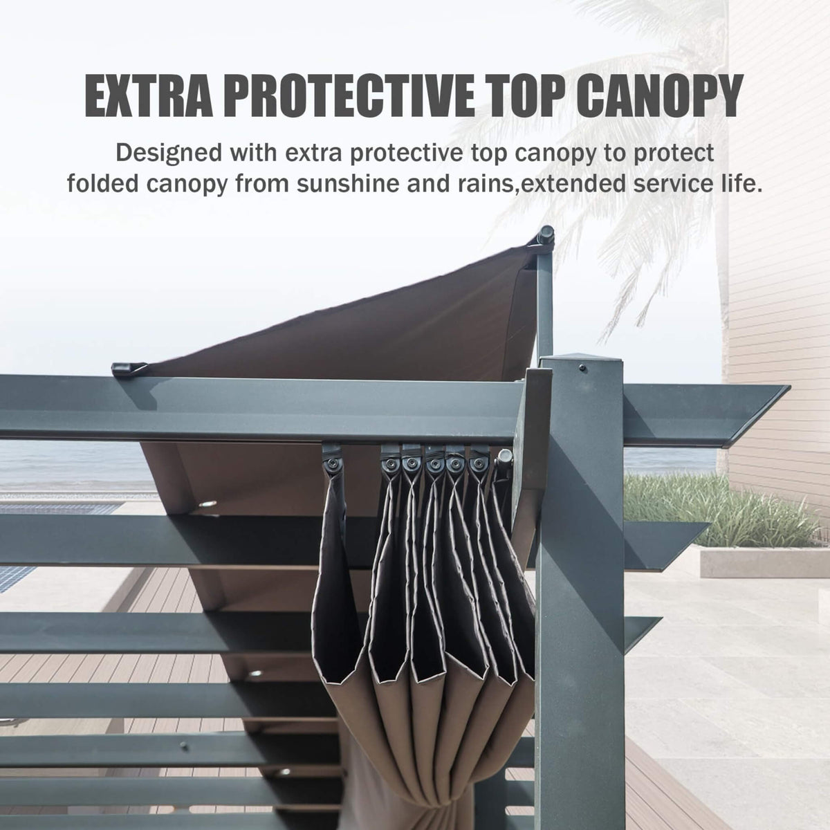 [11X20FT] Premium Outdoor Retractable Aluminum Pergola With Weather-Resistant Canopy (SAK54612)
