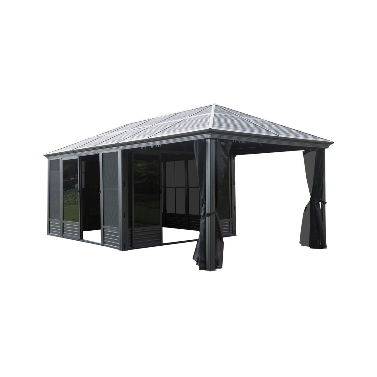 [11X21FT] Outdoor All-Season Solarium Sunroom Gazebo With Galvanized Steel Roof (SAK42018)