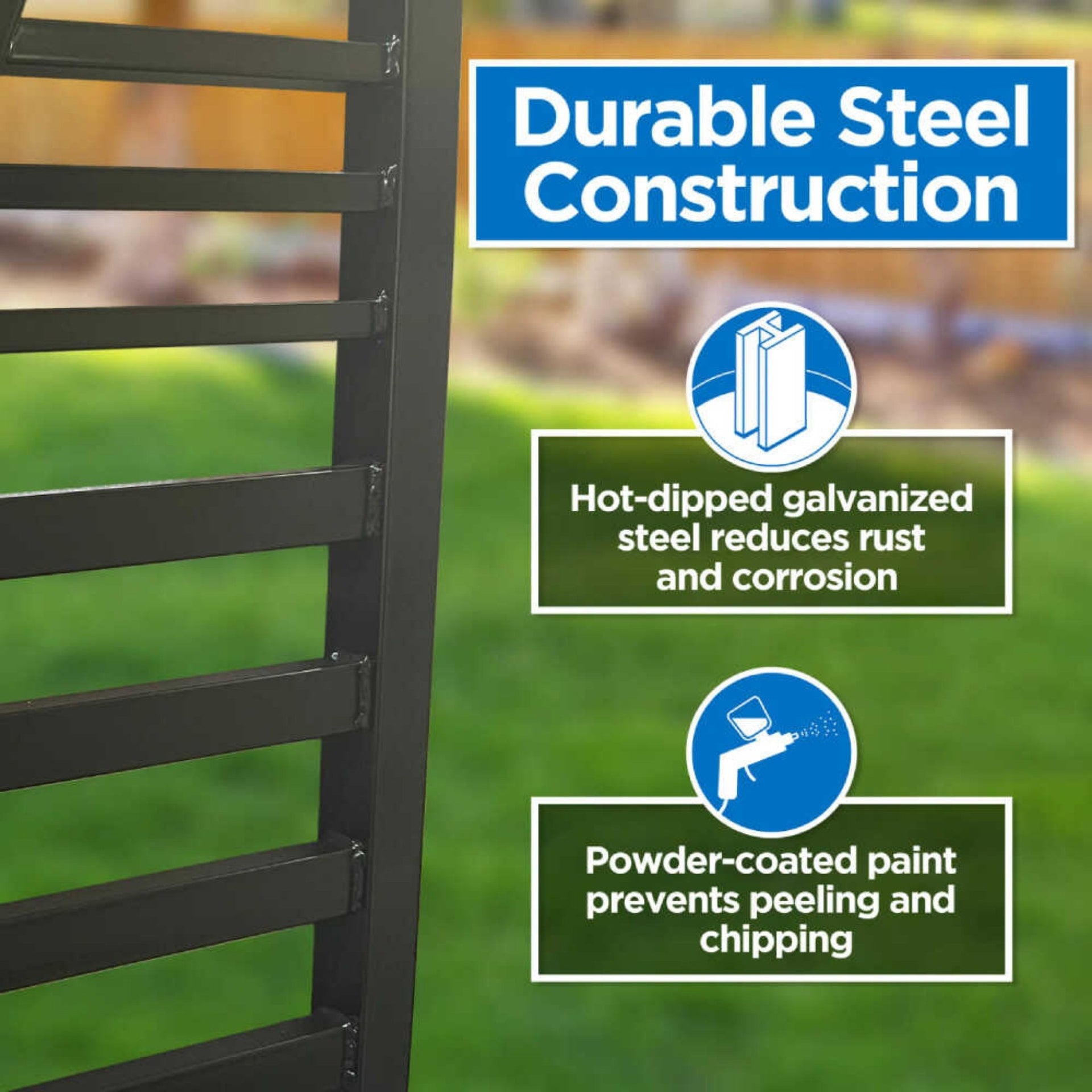 [12-18FT] Heavy-Duty Florence-Style Powder-Coated Galvanized Steel Dual-Swing Driveway Gate (SAK48168)