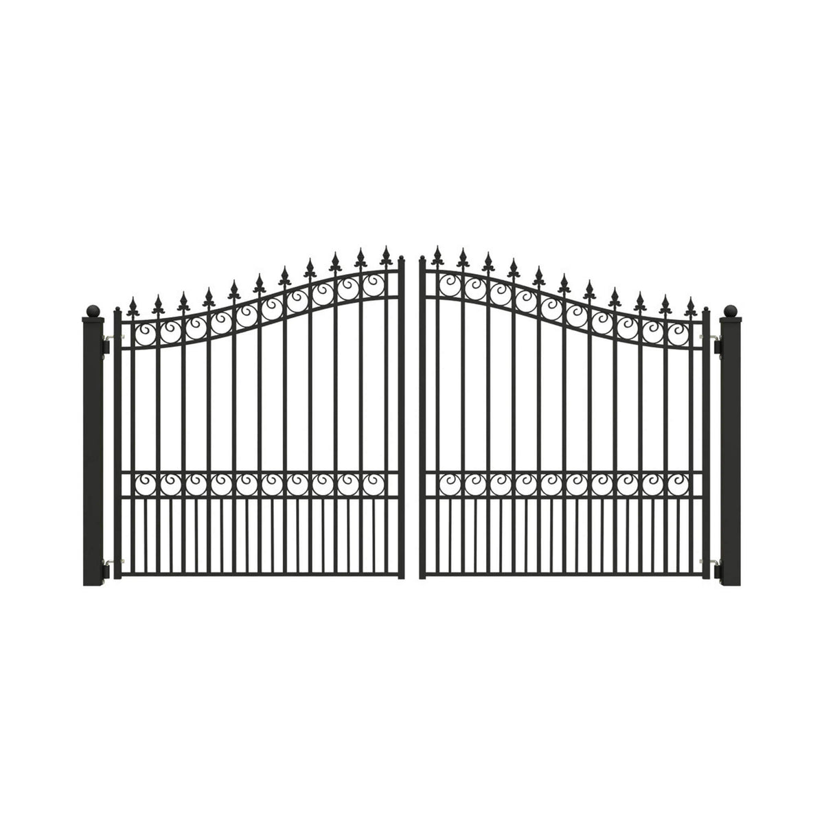 [12-18FT] Heavy-Duty London-Style Powder-Coated Galvanized Steel Dual-Swing Driveway Gate (SAK48520)