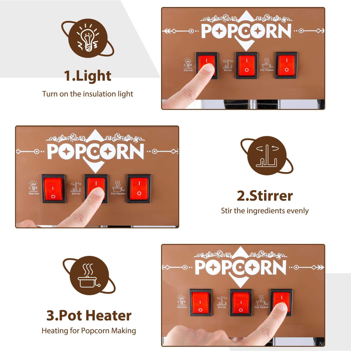 12-Ounce Commercial Retro Popcorn Machine Cart With Candy Boxes (SAK80954)