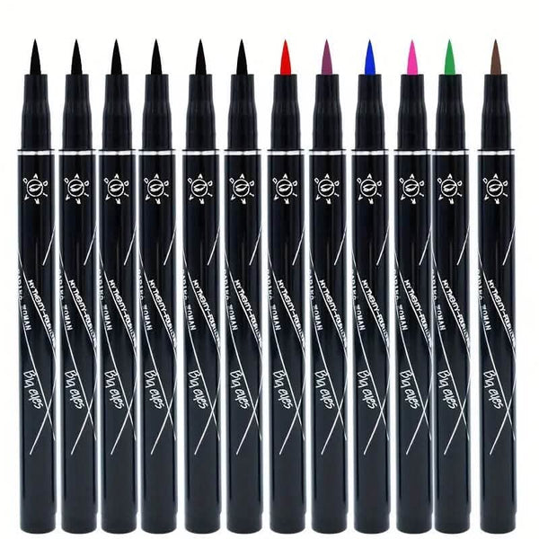 12-Pieces: Luxurious Waterproof Long-Wearing Liquid Eyeliner Set