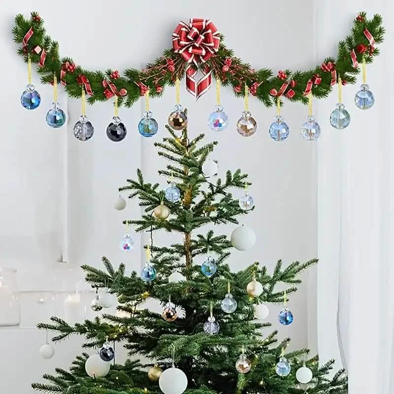 12-Pieces: Multicolor Crystal Glass Christmas Balls Ornaments