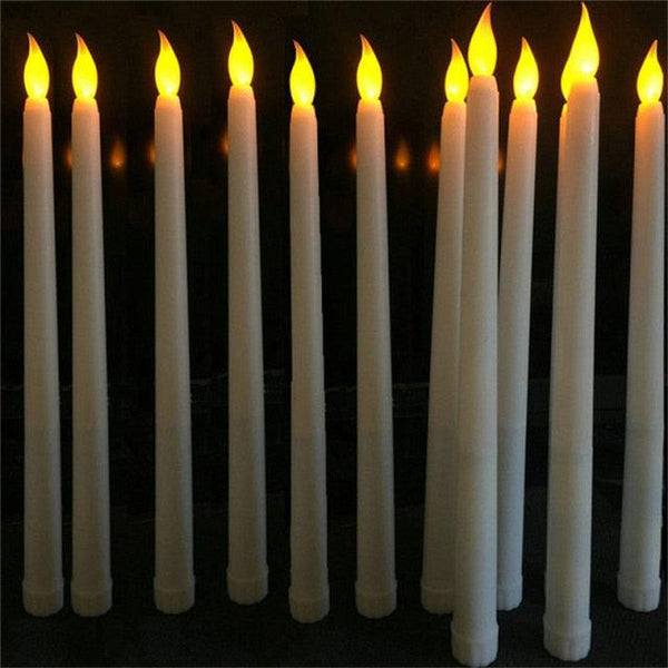 12 Pieces Warm White Light Flameless LED Taper Candles Flickering Remote Battery Operated Led Warm 3D Wick Light Window Candles Real Wax Christmas Home Wedding Decor Battery Operated Christmas Halloween Wedding Decoration Candles