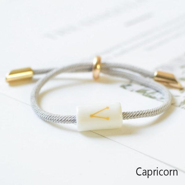 12 Zodiac Bracelet Charm Jewelry Adjustable Braided Rope Couple Bracelets Handmade Navy String Bracelet With Metal Knot Men Women Braided Bracelets Gifts