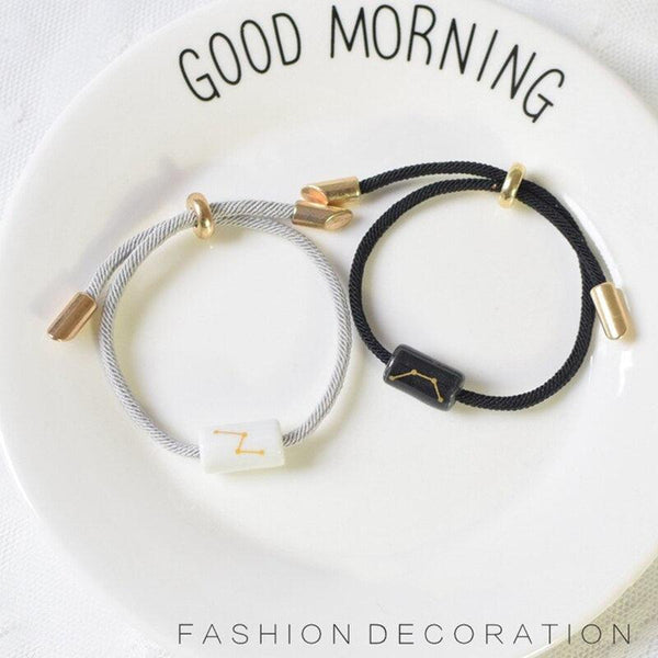 12 Zodiac Bracelet Charm Jewelry Adjustable Braided Rope Couple Bracelets Handmade Navy String Bracelet With Metal Knot Men Women Braided Bracelets Gifts