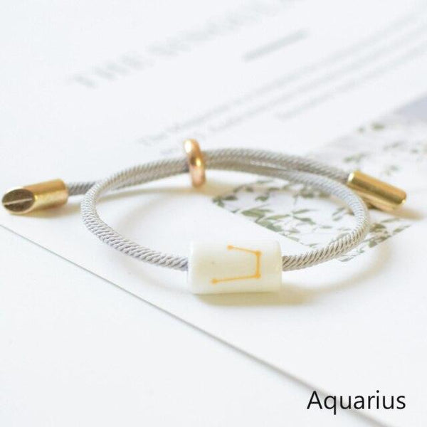 12 Zodiac Bracelet Charm Jewelry Adjustable Braided Rope Couple Bracelets Handmade Navy String Bracelet With Metal Knot Men Women Braided Bracelets Gifts