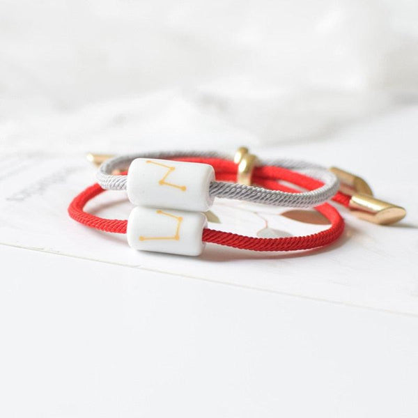 12 Zodiac Bracelet Charm Jewelry Adjustable Braided Rope Couple Bracelets Handmade Navy String Bracelet With Metal Knot Men Women Braided Bracelets Gifts