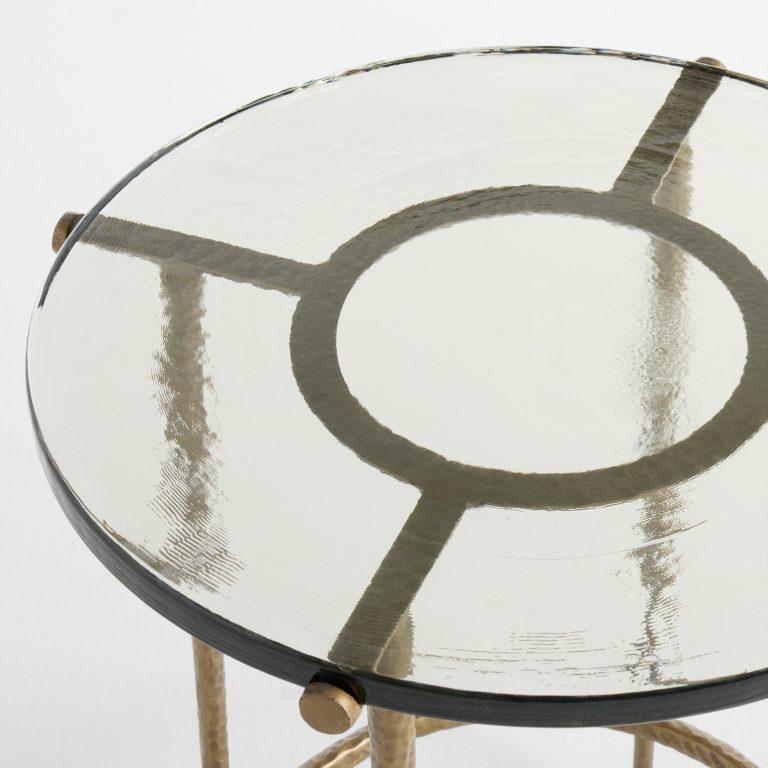 Laguna End Table | Clear | Antique Brass