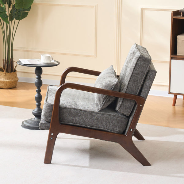 Dark Grey Mid‑Century Accent Chair