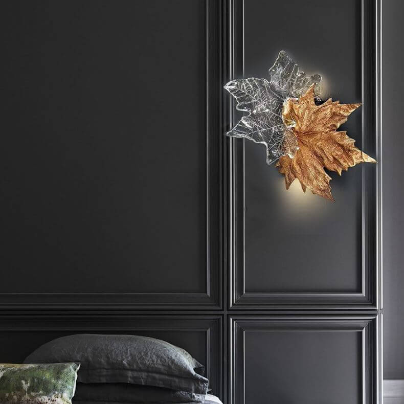 Leaf-shaped Crystal Wall Light