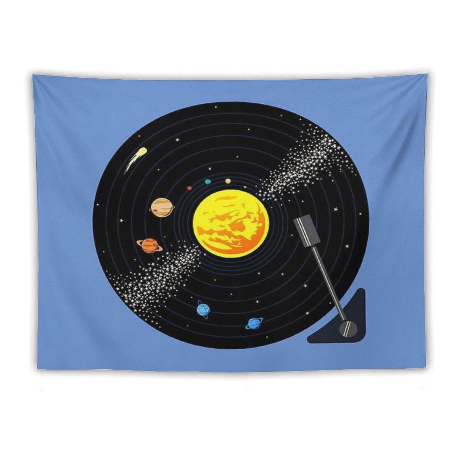 Solar System Vinyl Record Tapestry