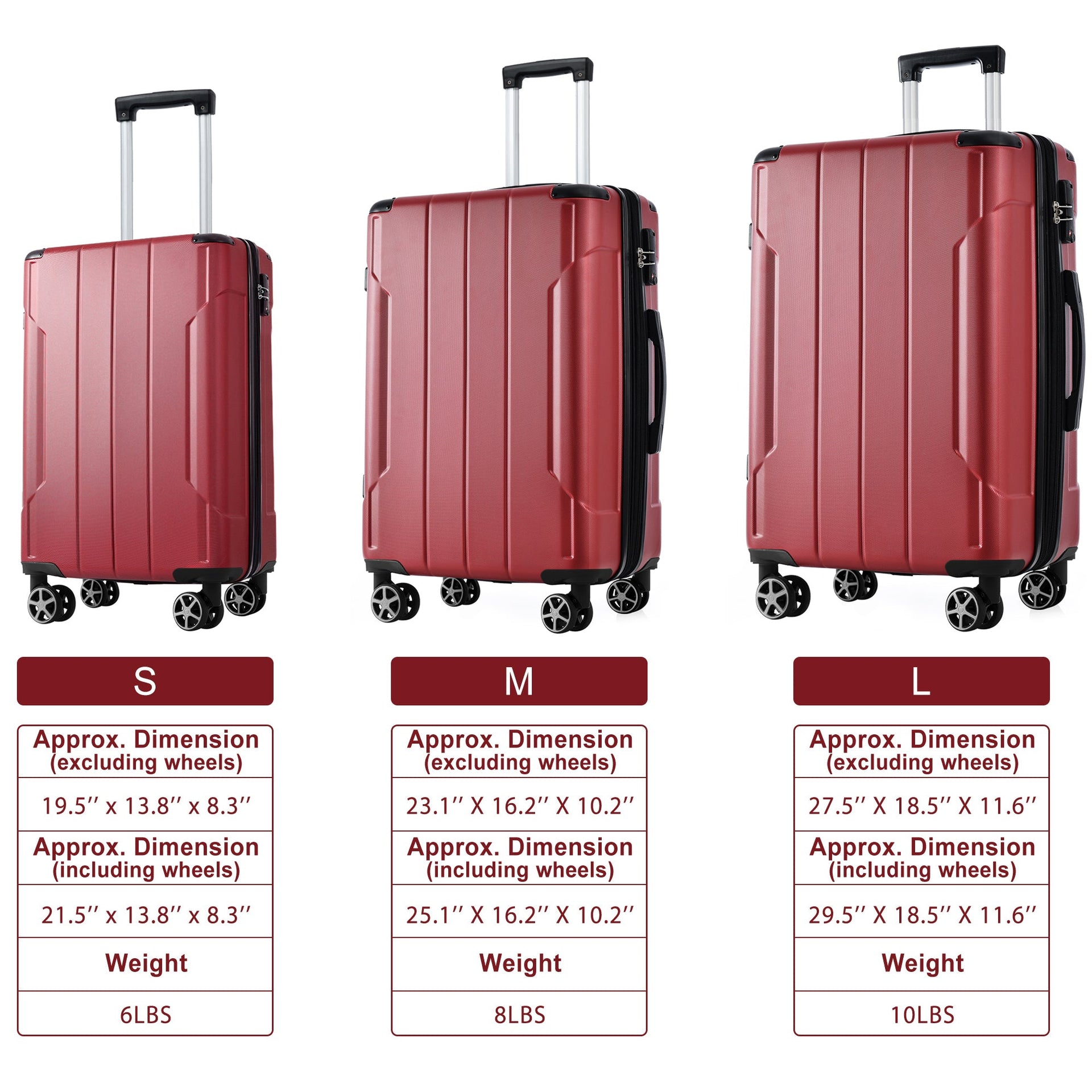 Luggage Sets 3 Piece, Expandable Hard shell ABS Suitcases with Double
