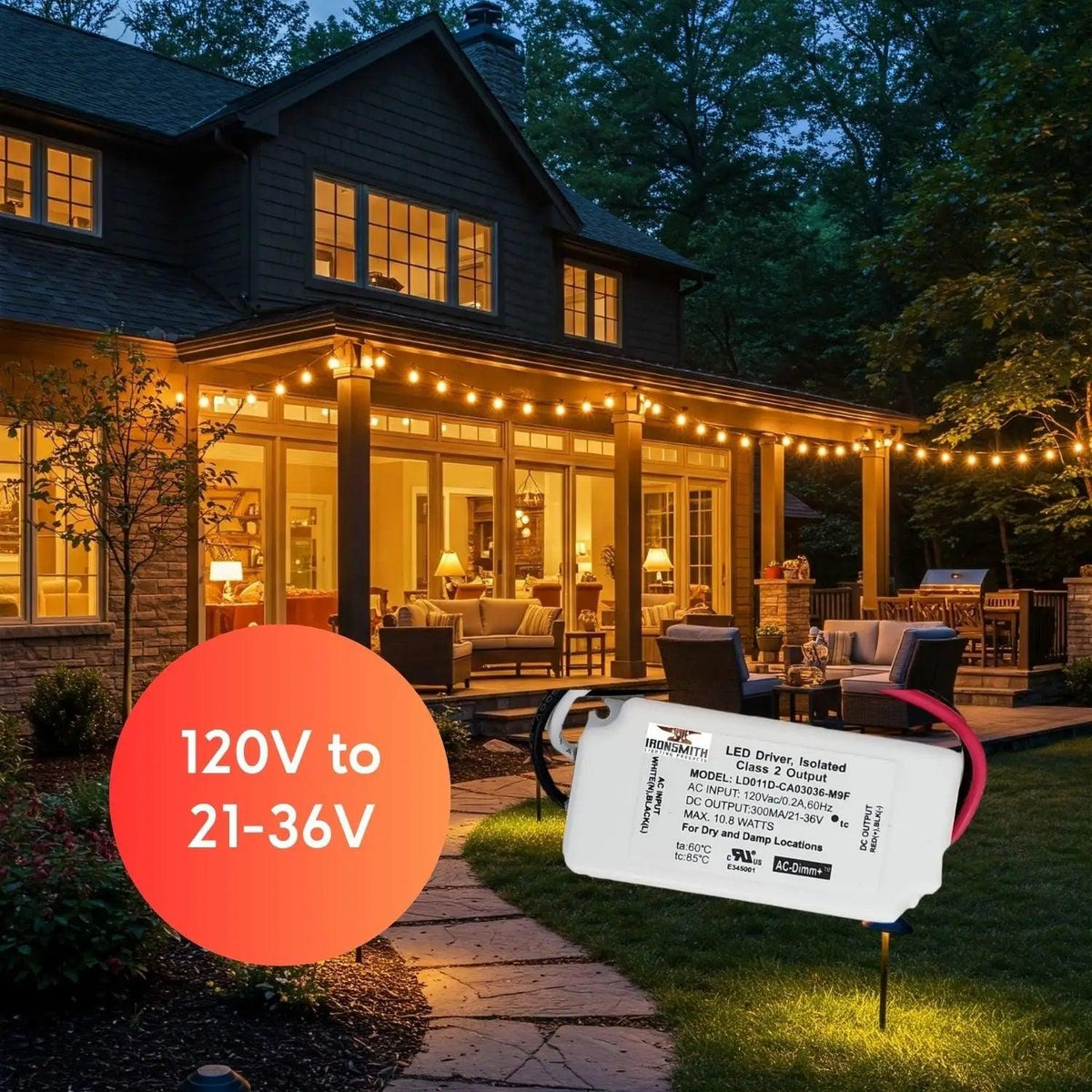 120V AC - 21V to 36V DC | 10.8W Triac Dimming LED Driver Constant Current