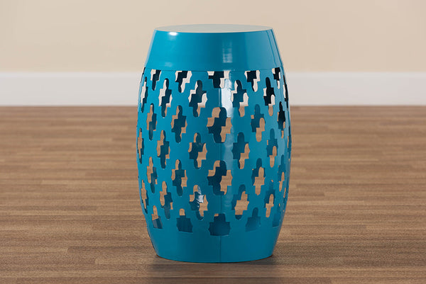 Baxton Studio Branson Modern and Contemporary Blue Finished Metal Outdoor Side Table