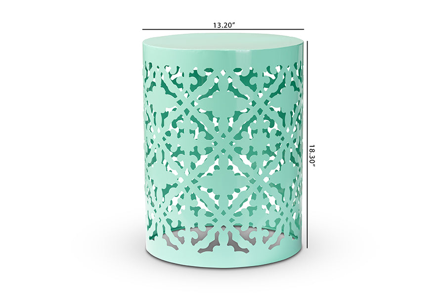 Baxton Studio Jamila Modern and Contemporary Aqua Finished metal Outdoor Side Table
