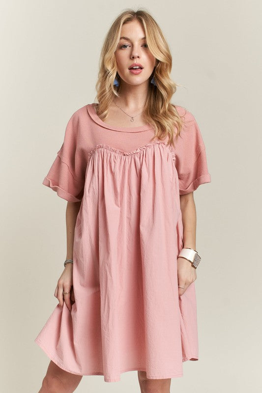 Round Neck Half Sleeve Babydoll Dress – Charming and Feminine Babydoll Dress with Round Neck and Half Sleeves for Casual and Semi-Formal Occasions