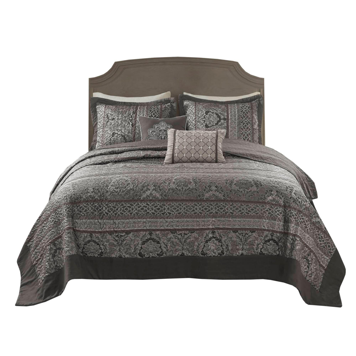 5-Piece Queen Reversible Jacquard Bedspread Set