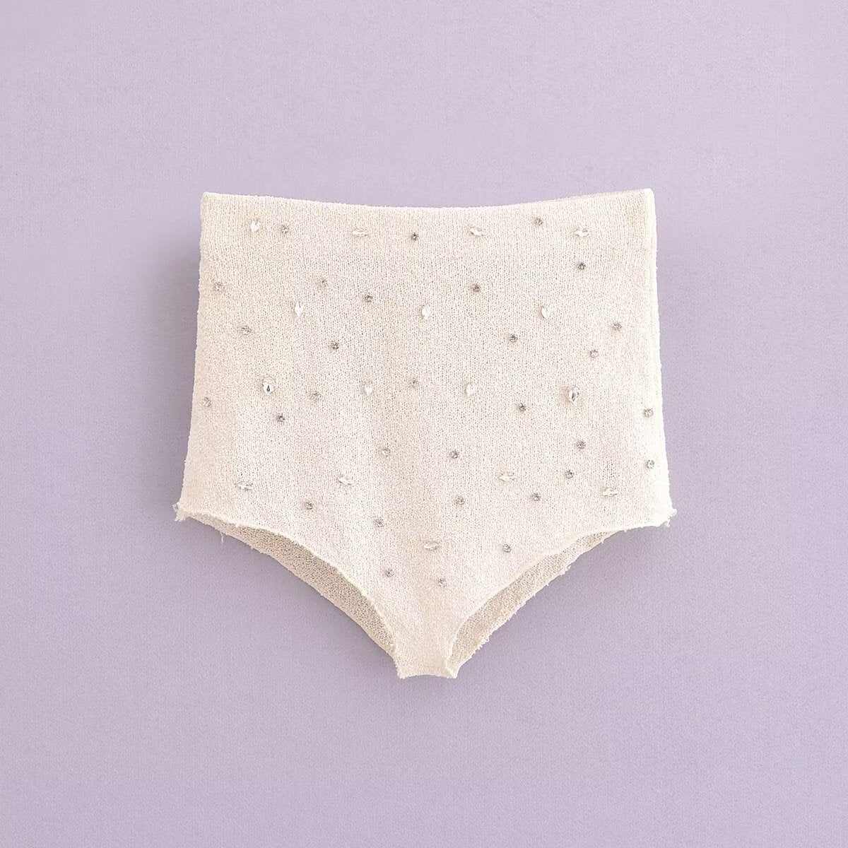 Spring Women Personalized Jewelry Inlaid Bright High Waist Shorts