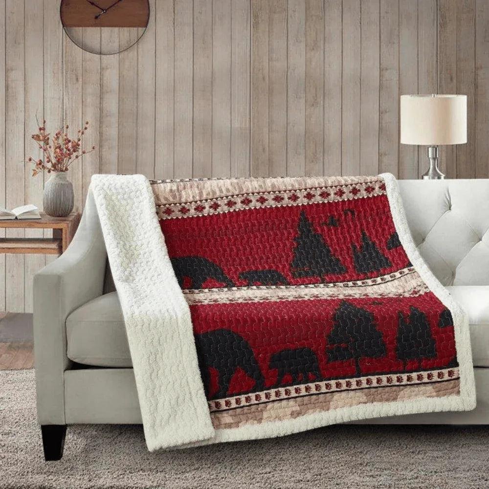 Bear Mountain Red Sherpa Throw - Gifts for You 'n Me