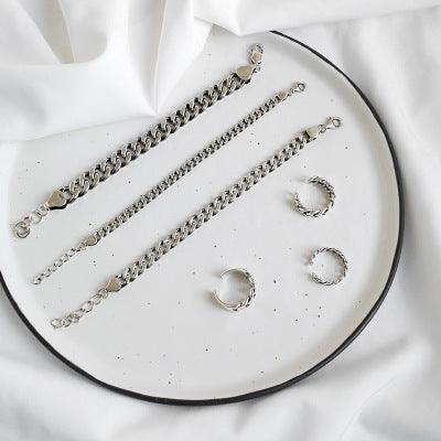 925 Sterling Silver Jewelry Flat Chain Bracelet For Women Men Lovers