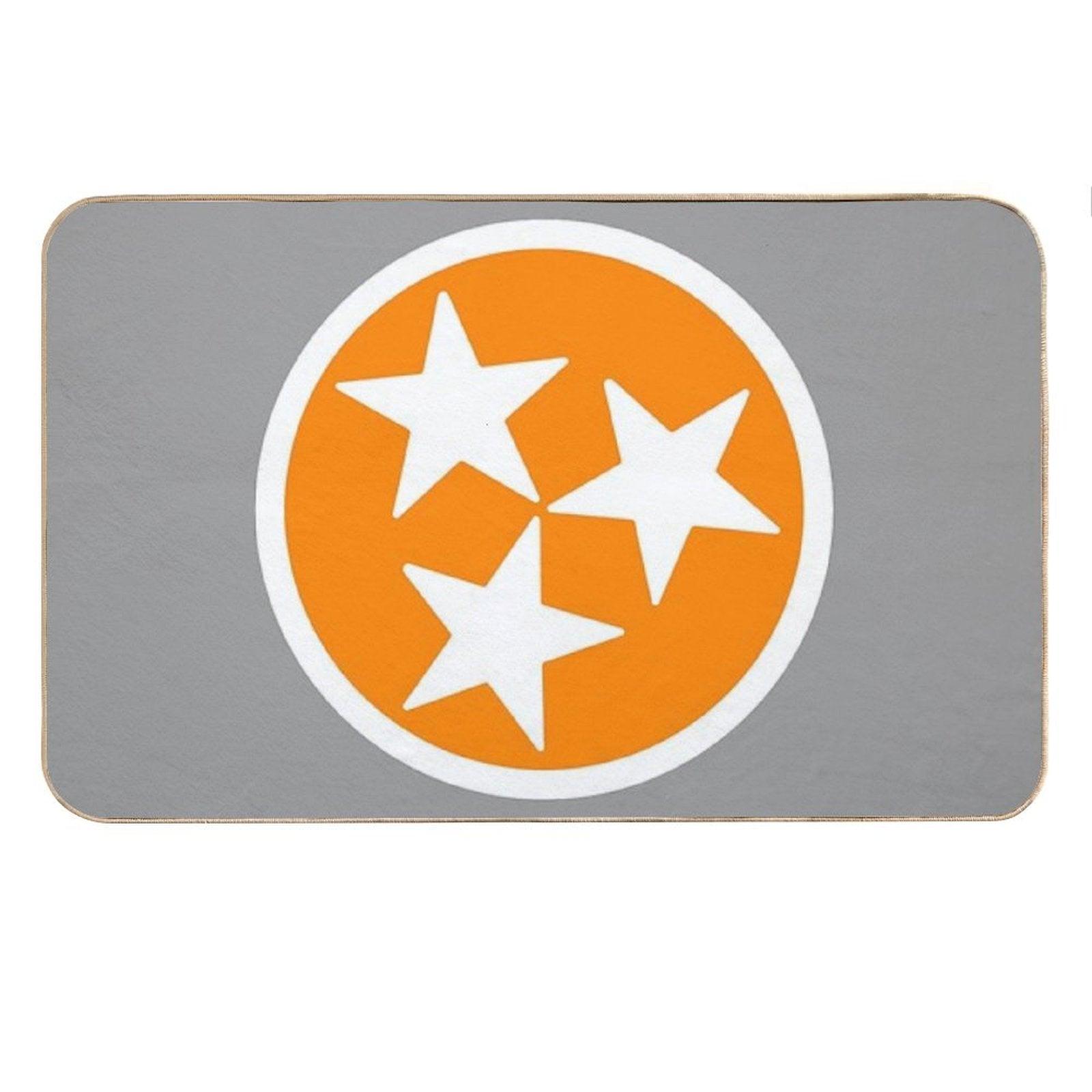 Orange & White Tri-Star Bath Mat