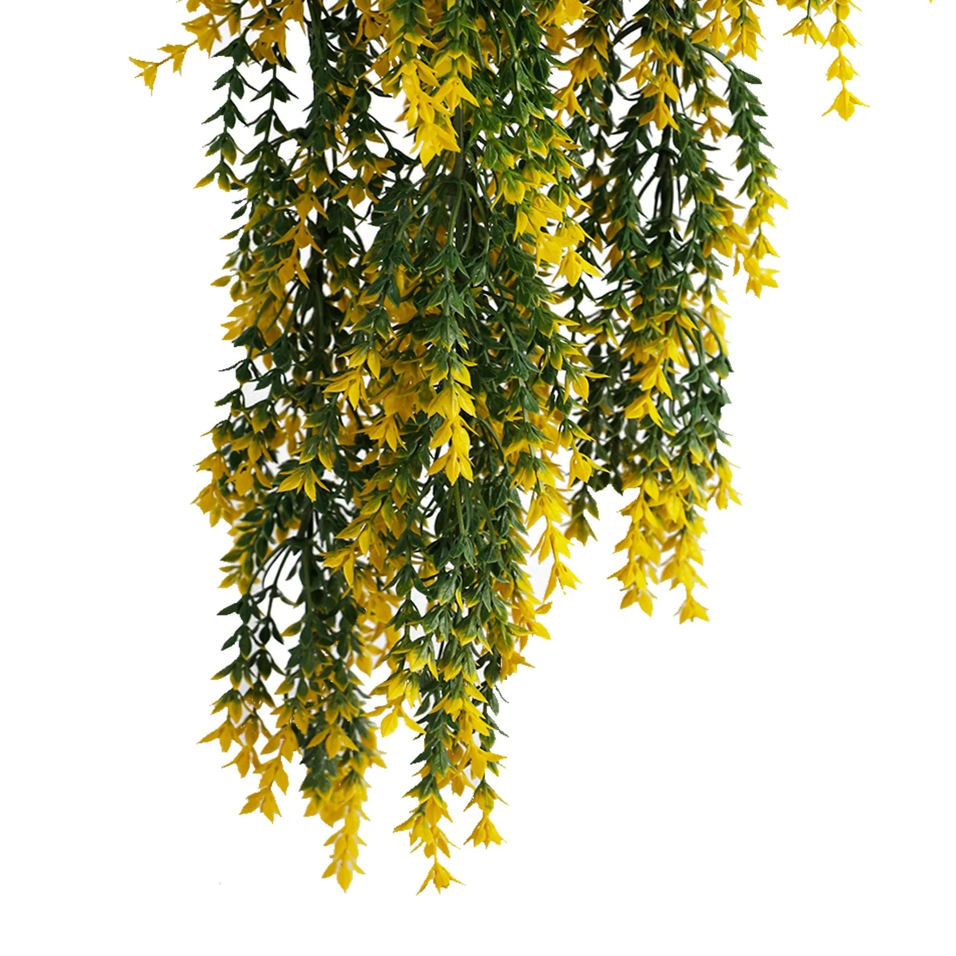 Yellow and Green Willow Leaf Garland Artificial Hanging Bush  7.1×30in – NFPA701 Fire Rated – UV Resistant