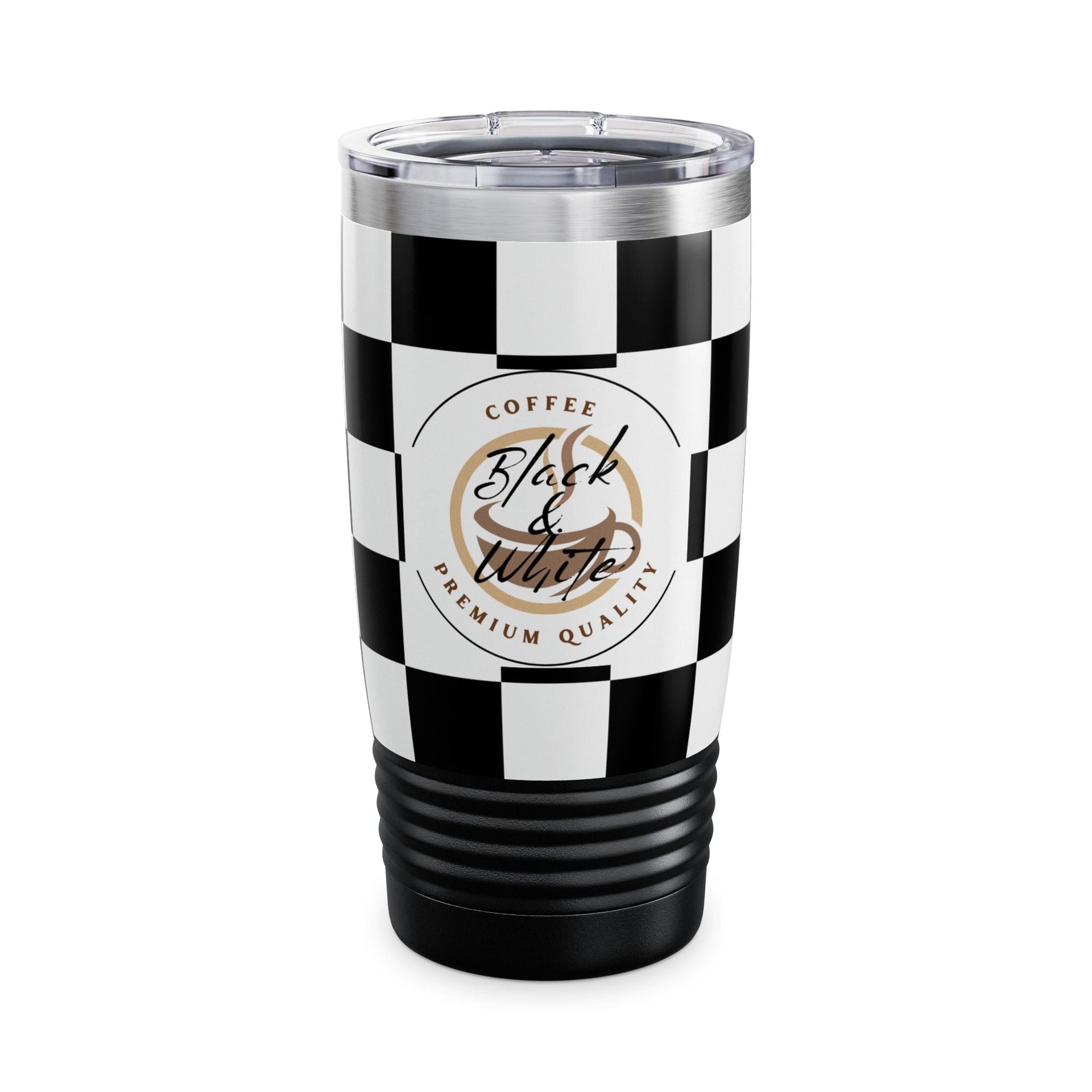 Chic Checker Print Tumbler, 20oz | Stylish Travel Mug | Coffee Lover Gift | Black & White Drinkware | Premium Quality Coffee Mug