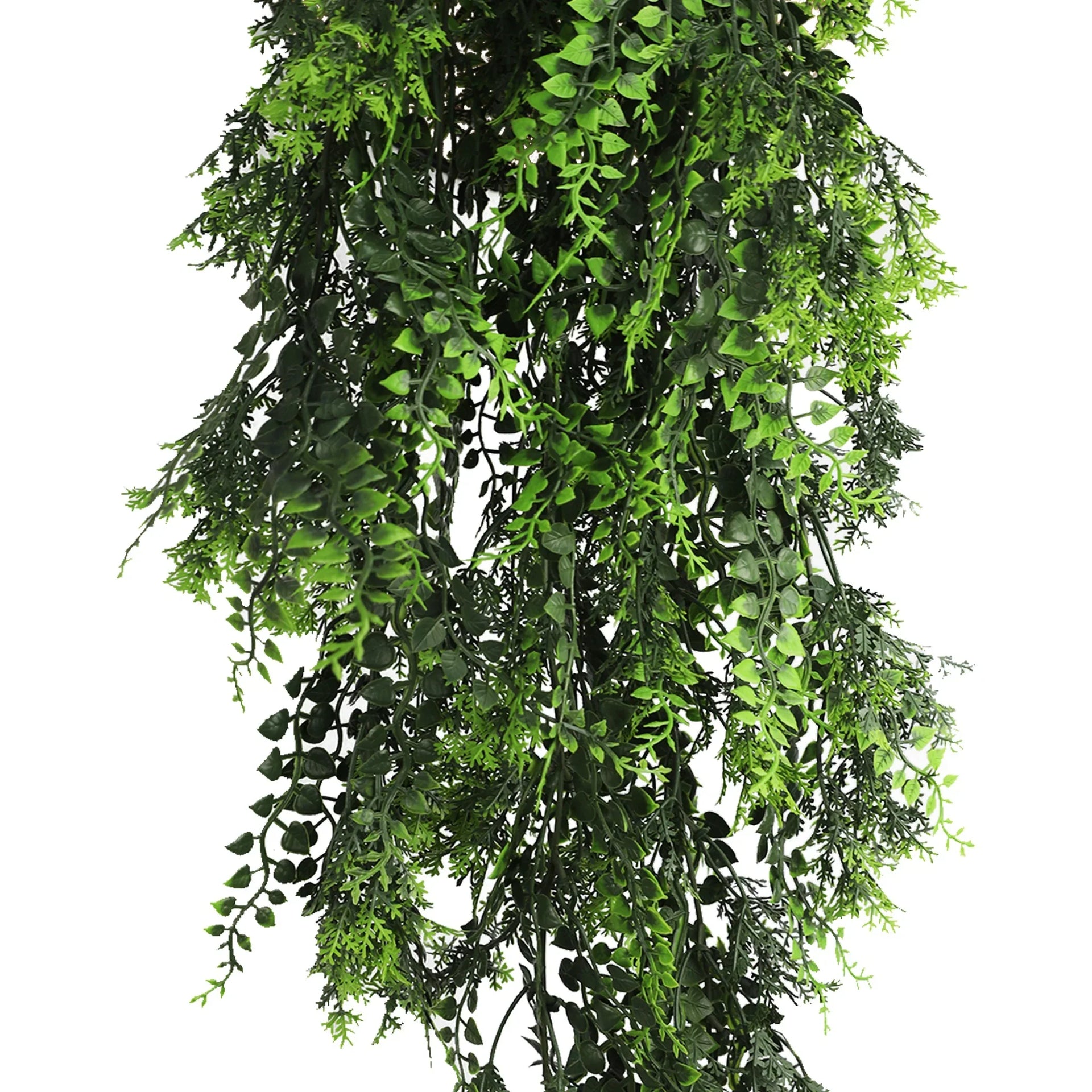 Mediterranean Fern Vine Artificial Hanging Plant 8.6×30in – NFPA701 Fire Rated – UV Resistant