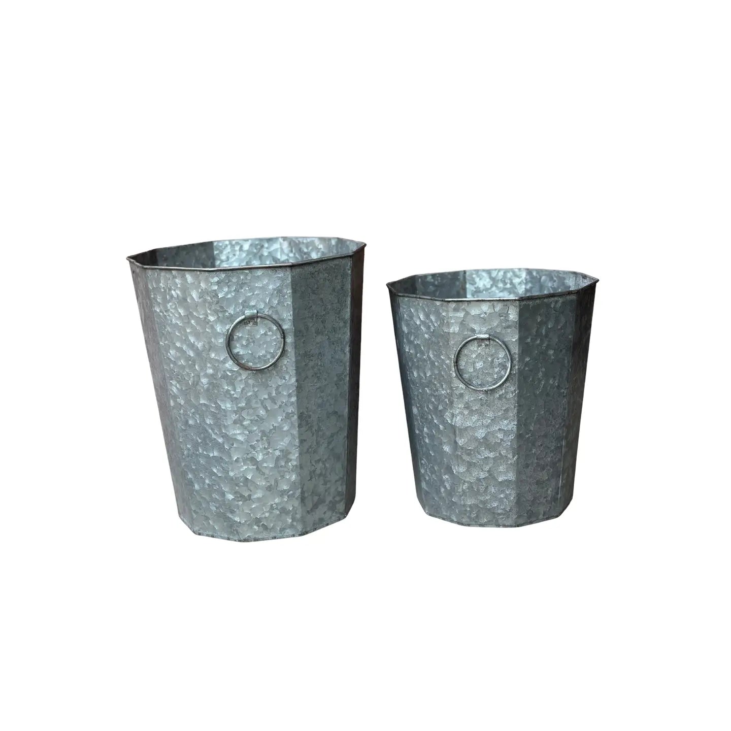 Beveled Zinc Planters With Handles