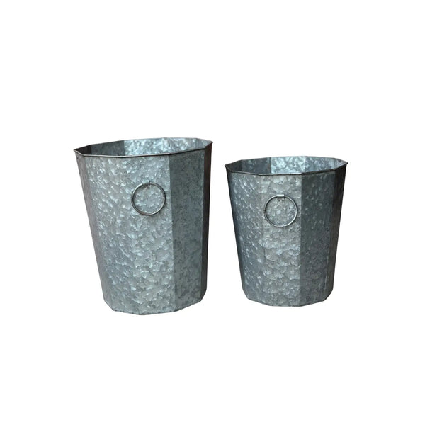 Beveled Zinc Planters With Handles