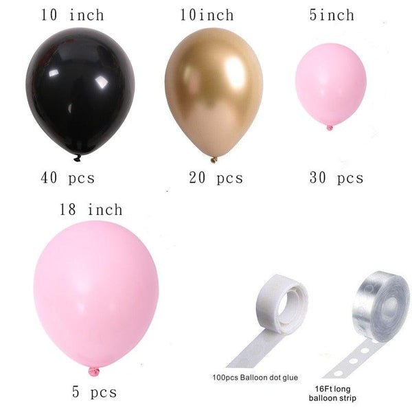 125 pcs Black Pink Balloon Garland Kit as Backdrop For Birthday Baby Bridal Shower Party Decorations Bridal Showers Office Party Girl Party Luxury Ballons Decoration