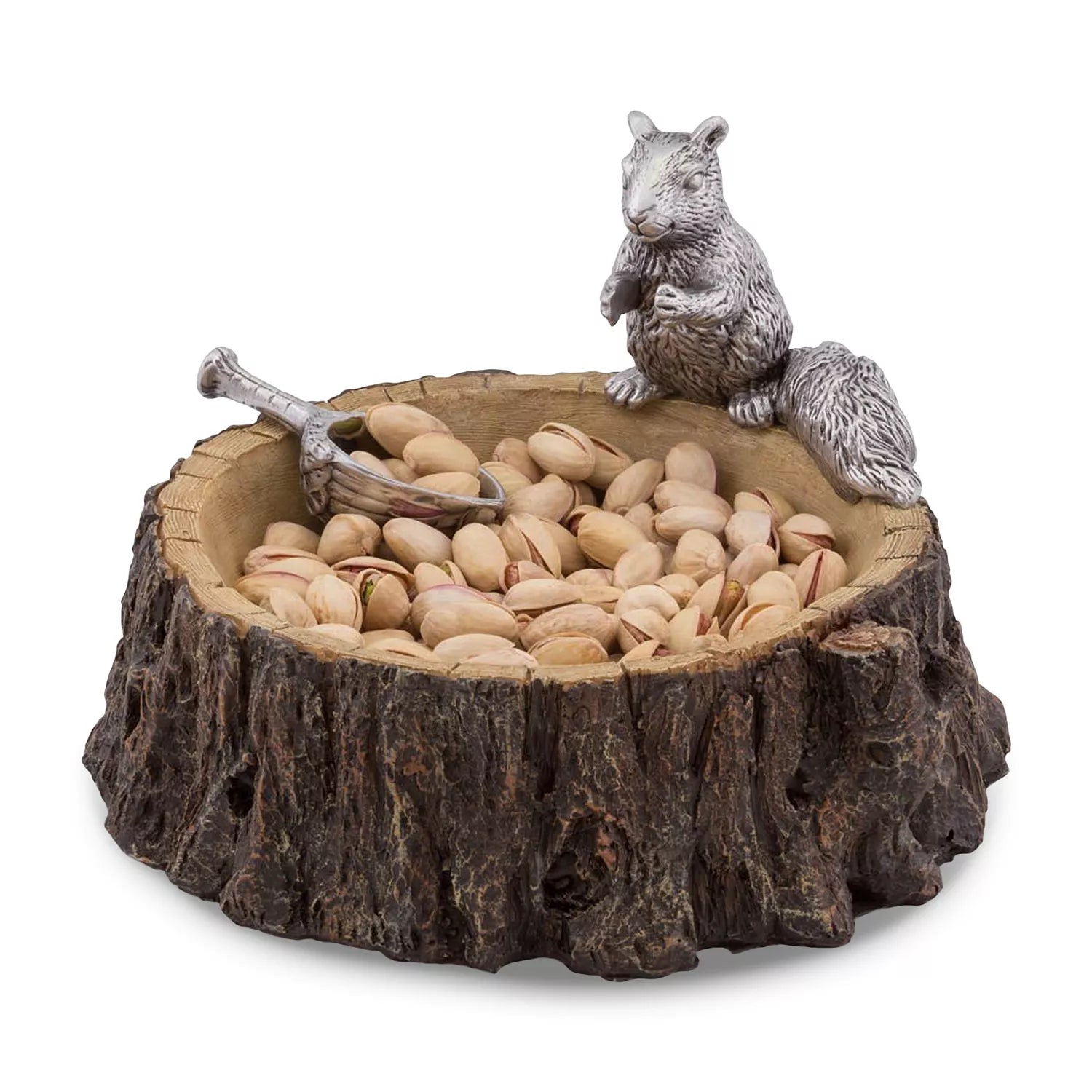 Leaf Nut Bowl with Standing Squirrel