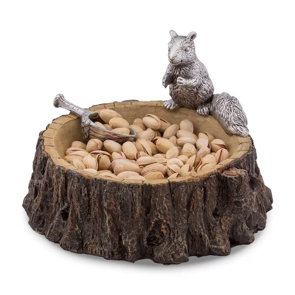 Leaf Nut Bowl with Standing Squirrel