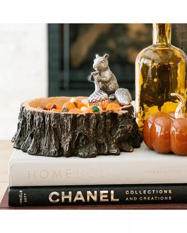 Leaf Nut Bowl with Standing Squirrel