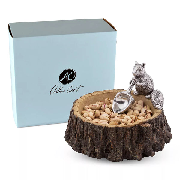 Leaf Nut Bowl with Standing Squirrel