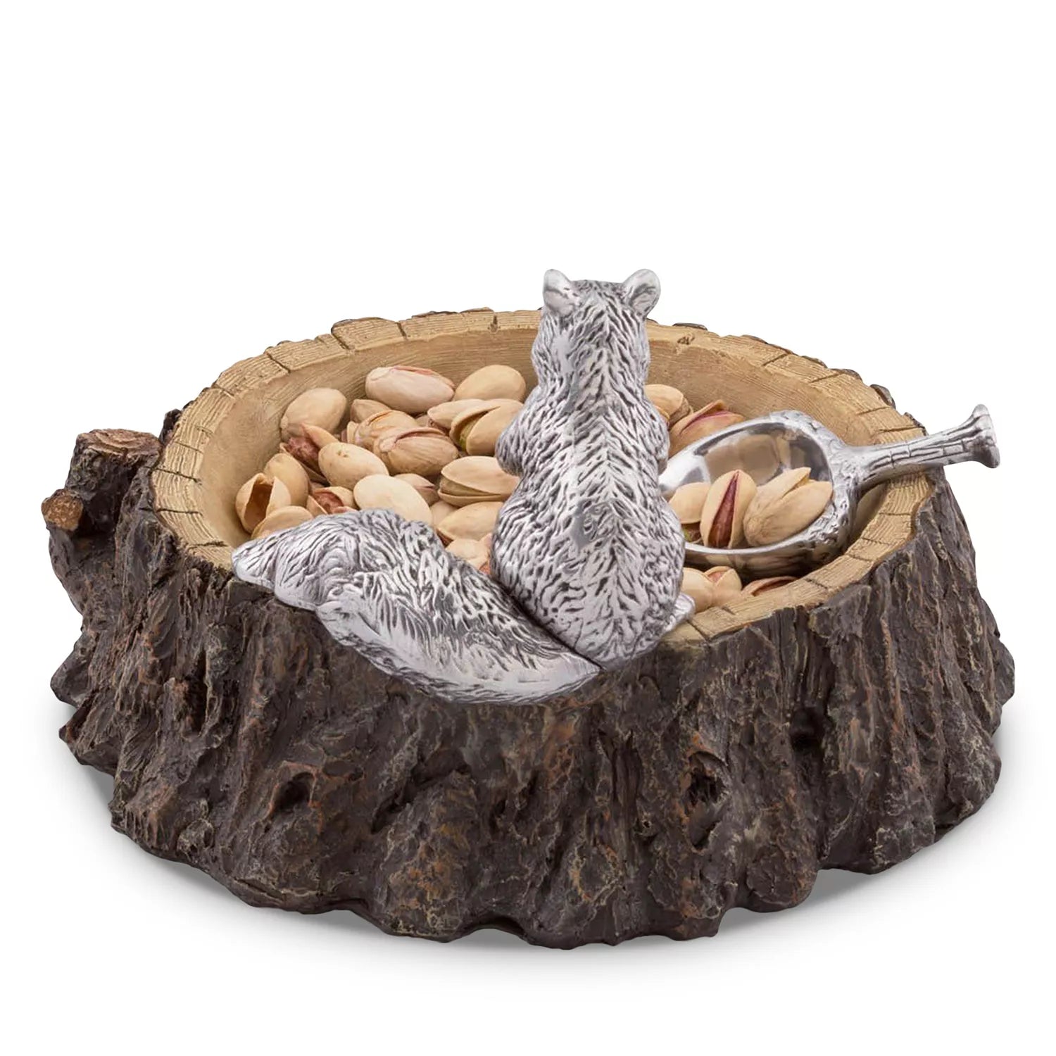 Leaf Nut Bowl with Standing Squirrel